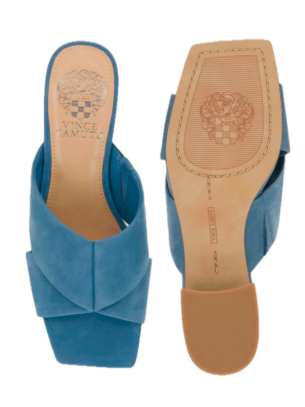 Vince Camuto Teal Suede Knotted Slide Mules 7 Women’s or 37 1/2